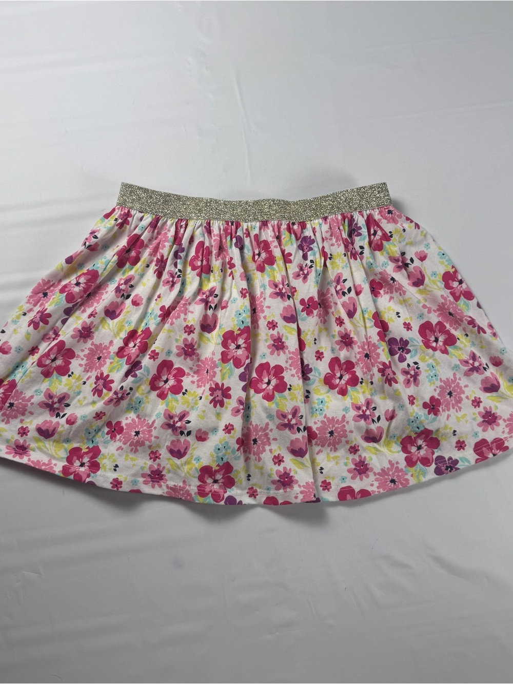 ✨ NWOT Cynthia Rowley Kids Floral Knit Skort Gold Glitter Waist L 🌸 👑 ✨